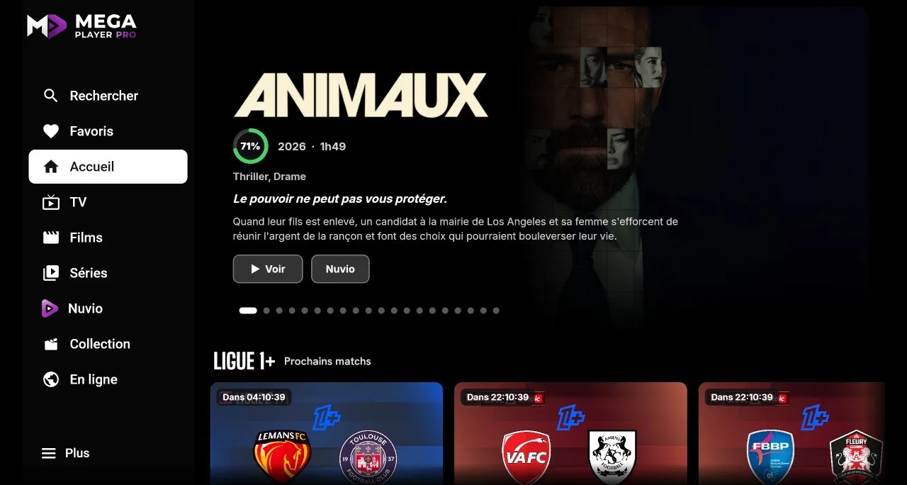L'accueil de Mega Player sur la box