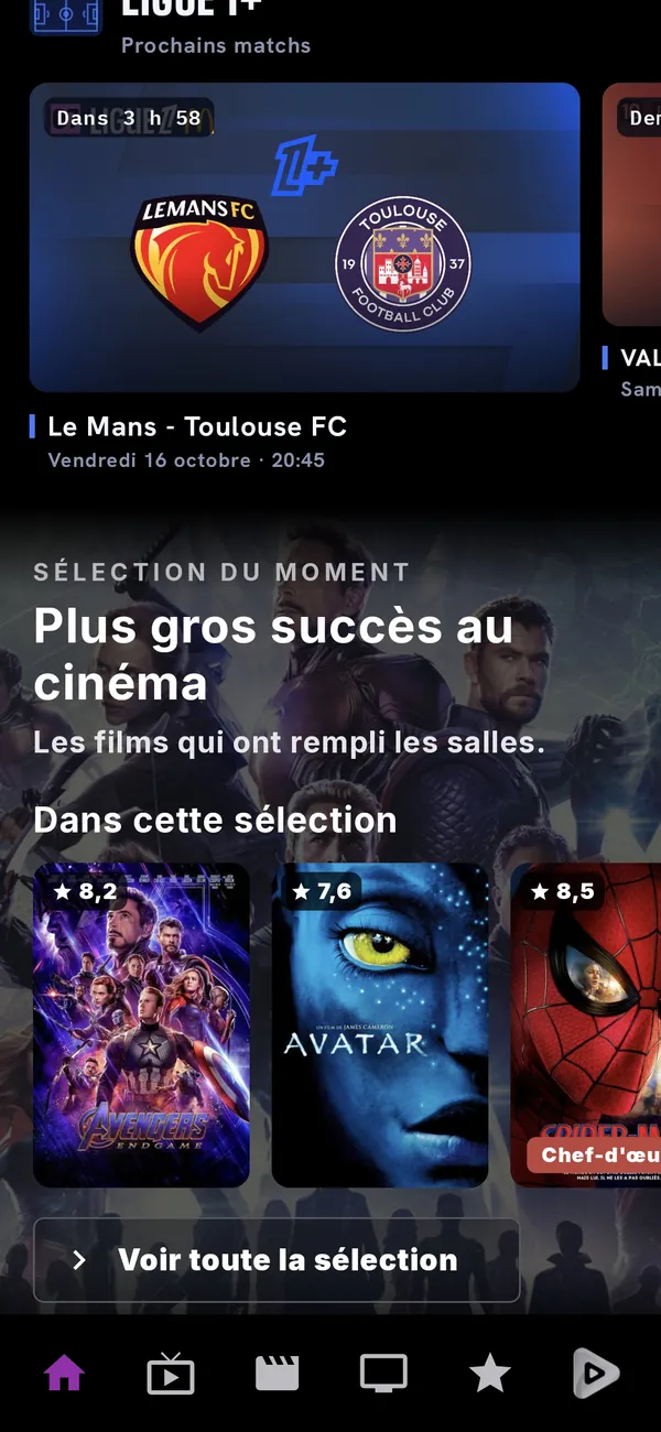 L'accueil de Mega Player sur le téléphone
