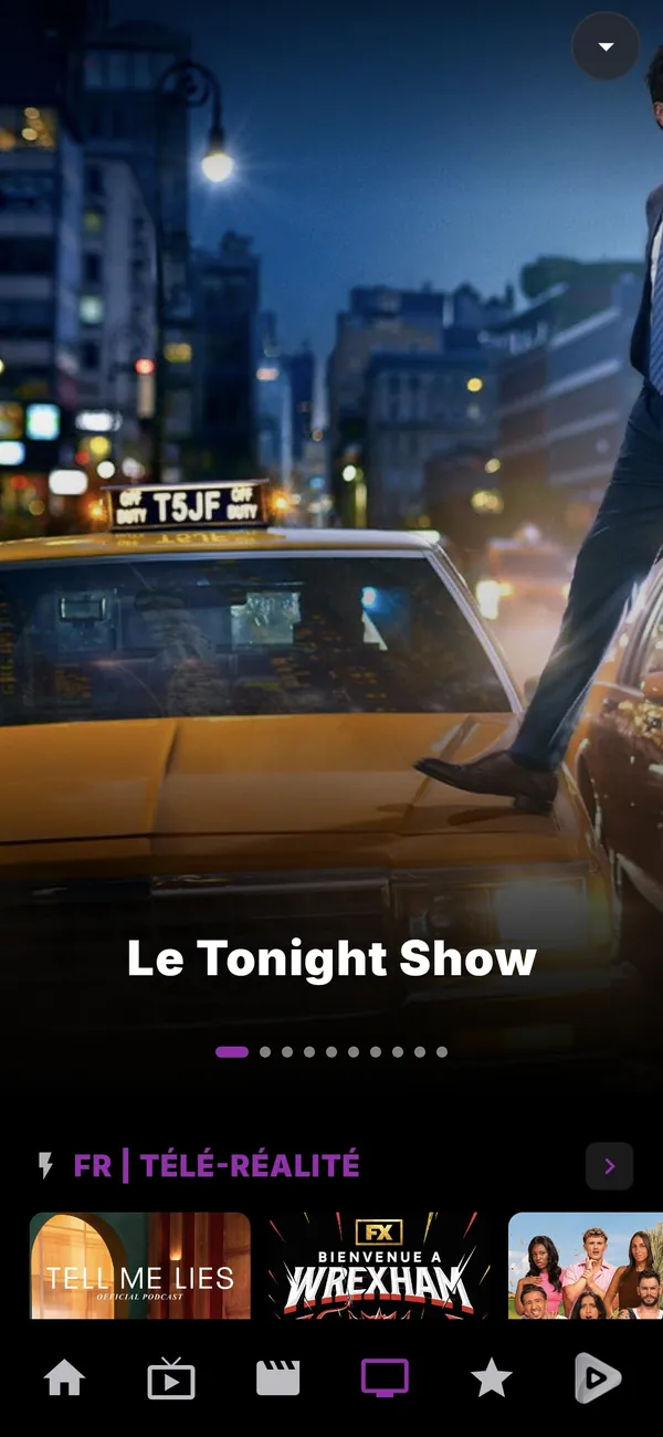 L'onglet Séries sur le téléphone