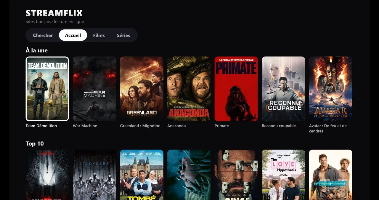 StreamFlix dans En ligne, sur le PC